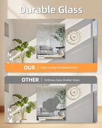 14" x 12" Glass Wall Mirror Tiles for Wall, Frameless Full Length Mirrors Wall Mounted for Home Gym Mirror Yoga Bedroom Dancing Studio Dressing Room (16PCS)