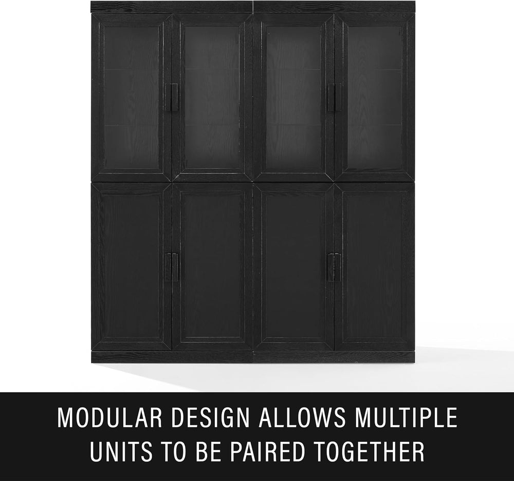 Crosley Furniture Essen Glass Door China Hutch Kitchen Pantry Storage Cabinet...