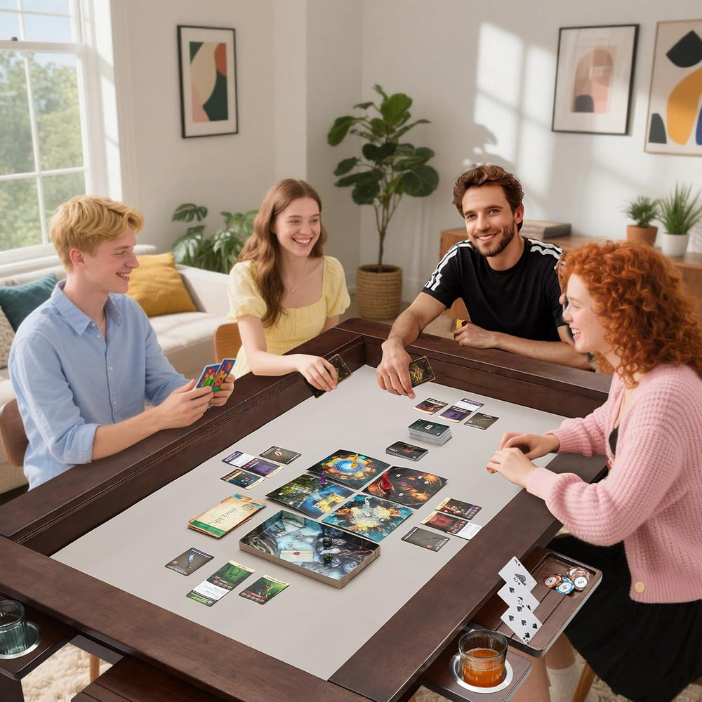 63"x39" Board Game Table with Removable Top Solid Wood Dining/Gamin...