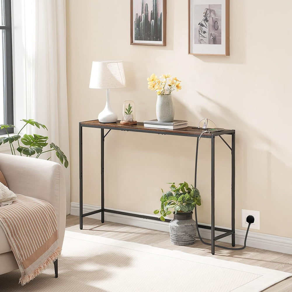 MAHANCRIS Console Table, Narrow Sofa Table, 43.7” Entrance Table with Power S...