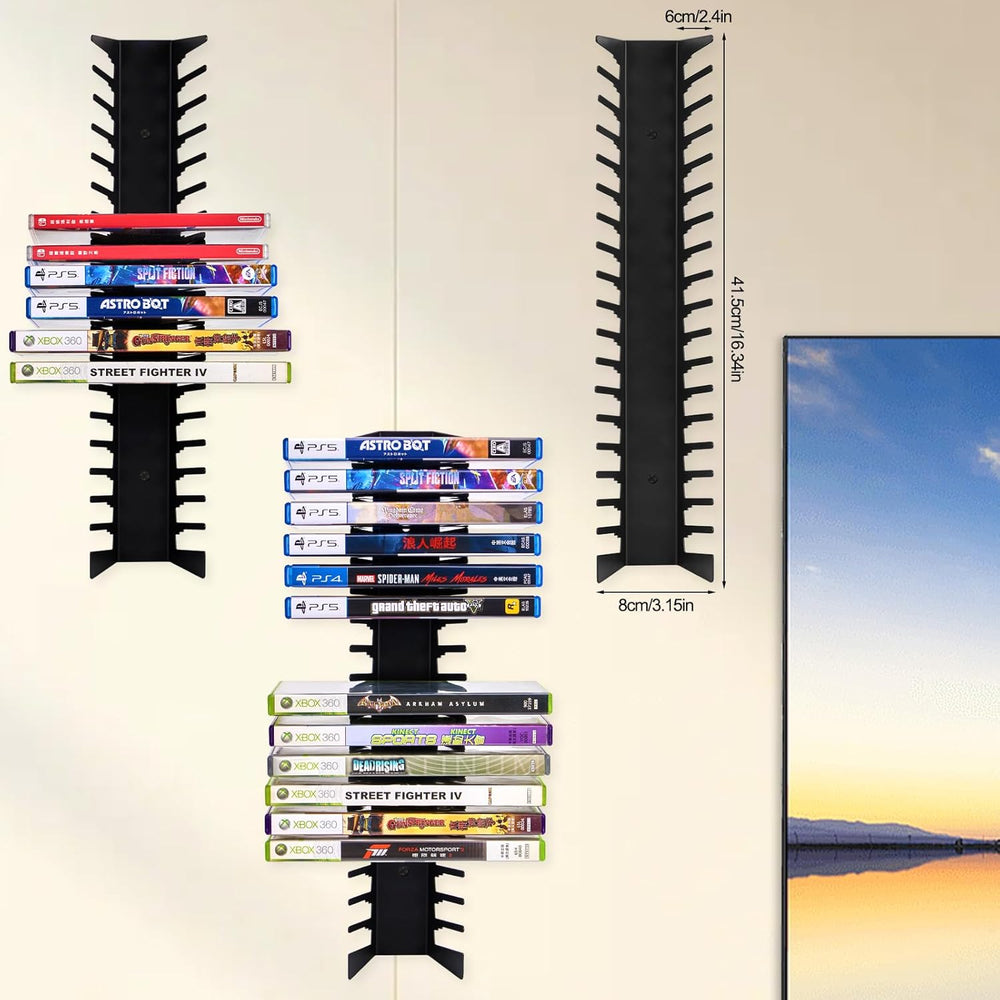4 Pack Video Game Case Storage Wall Mount - Holds Up to 72 Disc Boxes,Metal W...