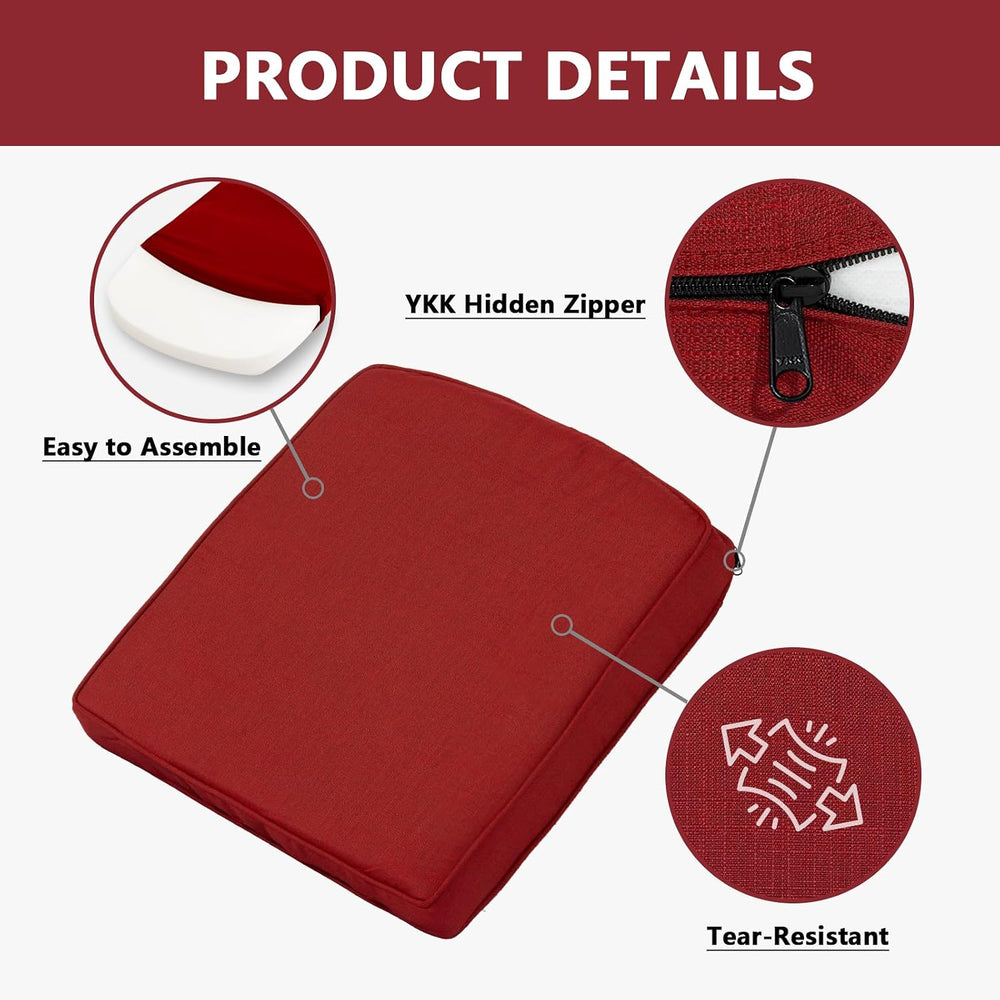 Goodgoods 20x20 Patio Chair Cushions Set of 4, 35D Foam, Chili
