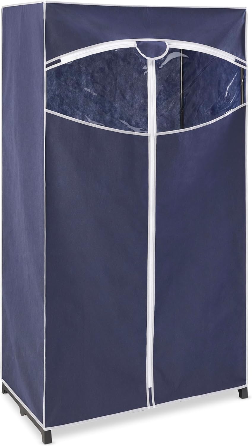 Whitmor 36-inch Clothes Closet - Double Door Portable Closet - Store Seasonal Clothing - Blue Fabric Cover