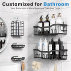 EUDELE 5-Pack Rustproof Stainless Steel Shower Caddy Set– No Drill Adhesive Bathroom Organizer, Space-Saving Shower Shelves for Apartment Essentials, Bathroom/Kitchen Storage Home Decor-L Size