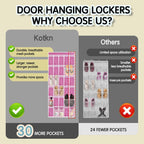 Kotkn Over the Door Shoe Organizer with 30 Breathable Mesh Pockets - Large Capacity Closet Storage for Men & Women, Hanging Shoe Rack Organizer (Pink)