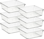 Ravinte 6 Pack Drawer Organizer - 6" X 6" Plastic Storage Bins, Acrylic Organizers with Non-Slip Pads Clear Desk Storage Tray for Makeup, Jewelries, Kitchen Utensils, Bathroom and Office