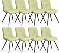 Dining Chairs Set of 8, Modern Dining Chairs with Thick Cushions, PU Leather Upholstered Kitchen Dining Room Chairs with Metal Legs for Dining Living Room (Green)