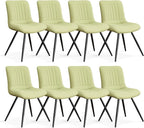 Dining Chairs Set of 8, Modern Dining Chairs with Thick Cushions, PU Leather Upholstered Kitchen Dining Room Chairs with Metal Legs for Dining Living Room (Green)