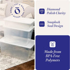 HOMZ 2-Pack Snaplock, Large Clear Plastic Storage Organizer Bins w/Lids, 56 Quart, White - Stackable Container Boxes for Bedroom, Bathroom, Garage, and Office Organization