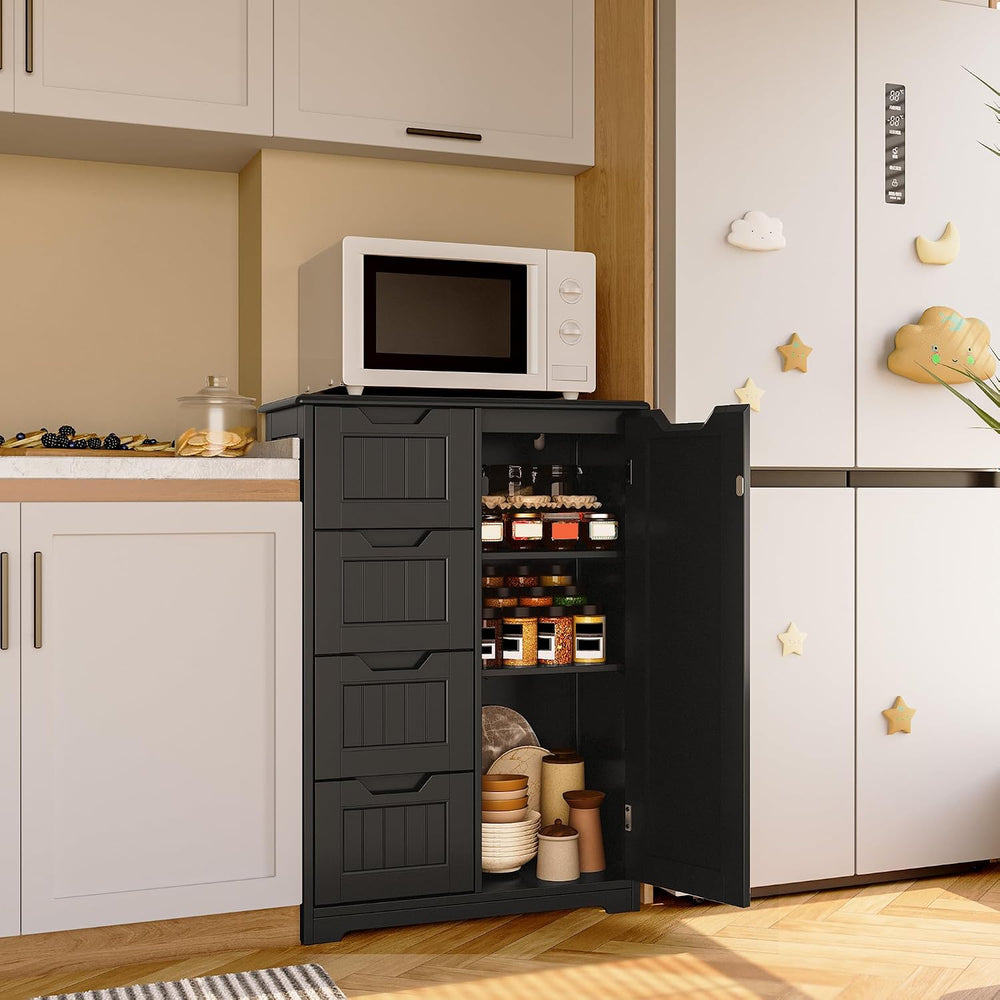 Gizoon Small Pantry Cabinet with Door and Shelves, 33'' Kitchen Pantr...