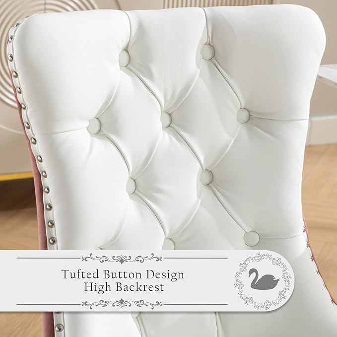 Leather Upholstered Dining Chairs Set of 2, Modern Style Kitchen Side Chairs ...