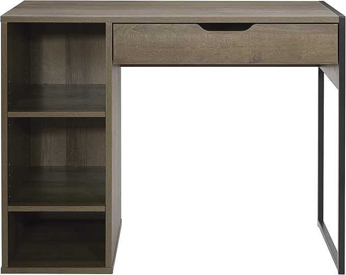 OSP Home Furnishings Ravel 40-Inch Wide Writing Desk, Grey Oak