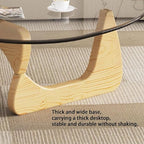 EASYSOUL Modern Glass Coffee Table, 32.68" D x 22.44" W x 15.75" H, Abstract Round Tea Tables for Living Room Home Office Industrial Cocktail Tables (Log-Clear Glass, 32.68")