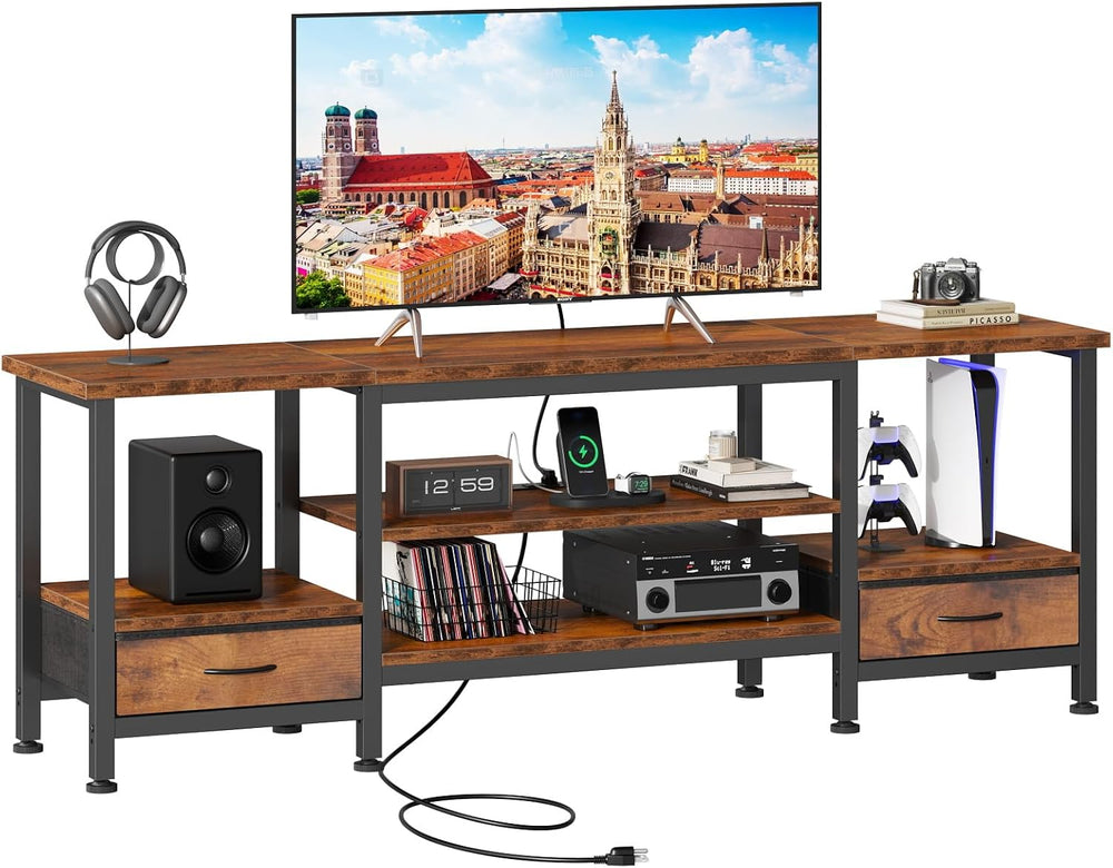 Sweetcrispy 63" TV Stand with Fabric Drawers for 65 70 75 Inch TVs | Ent...