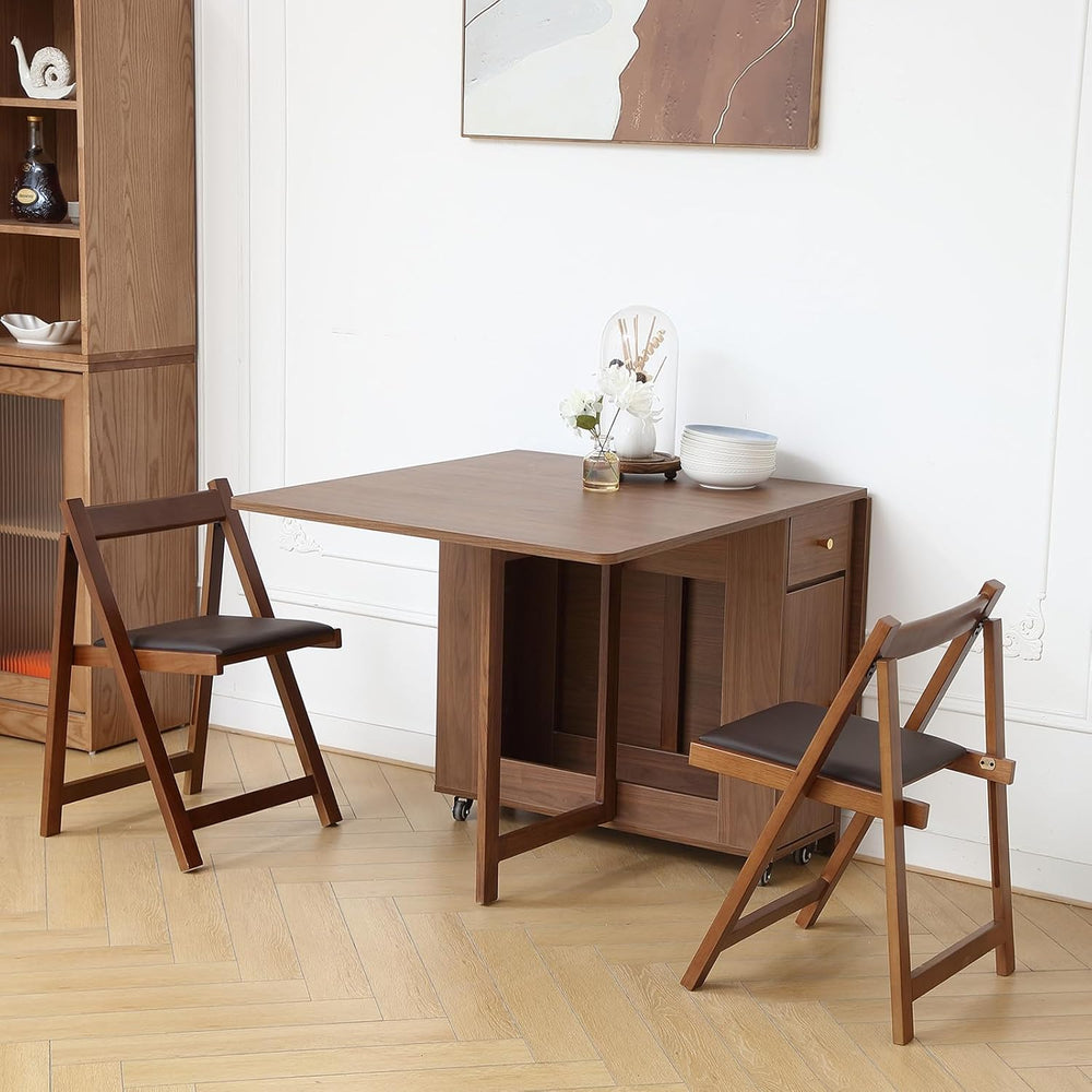 COMUHOME Extendable Drop Leaf Folding Dining Table with 4 Chairs, Collapsible...