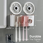 iHave Toothbrush Holders Bathroom Decor with Toothpaste Dispenser, 2 Cups Toothbrush Holder Wall Mounted Bathroom Accessories