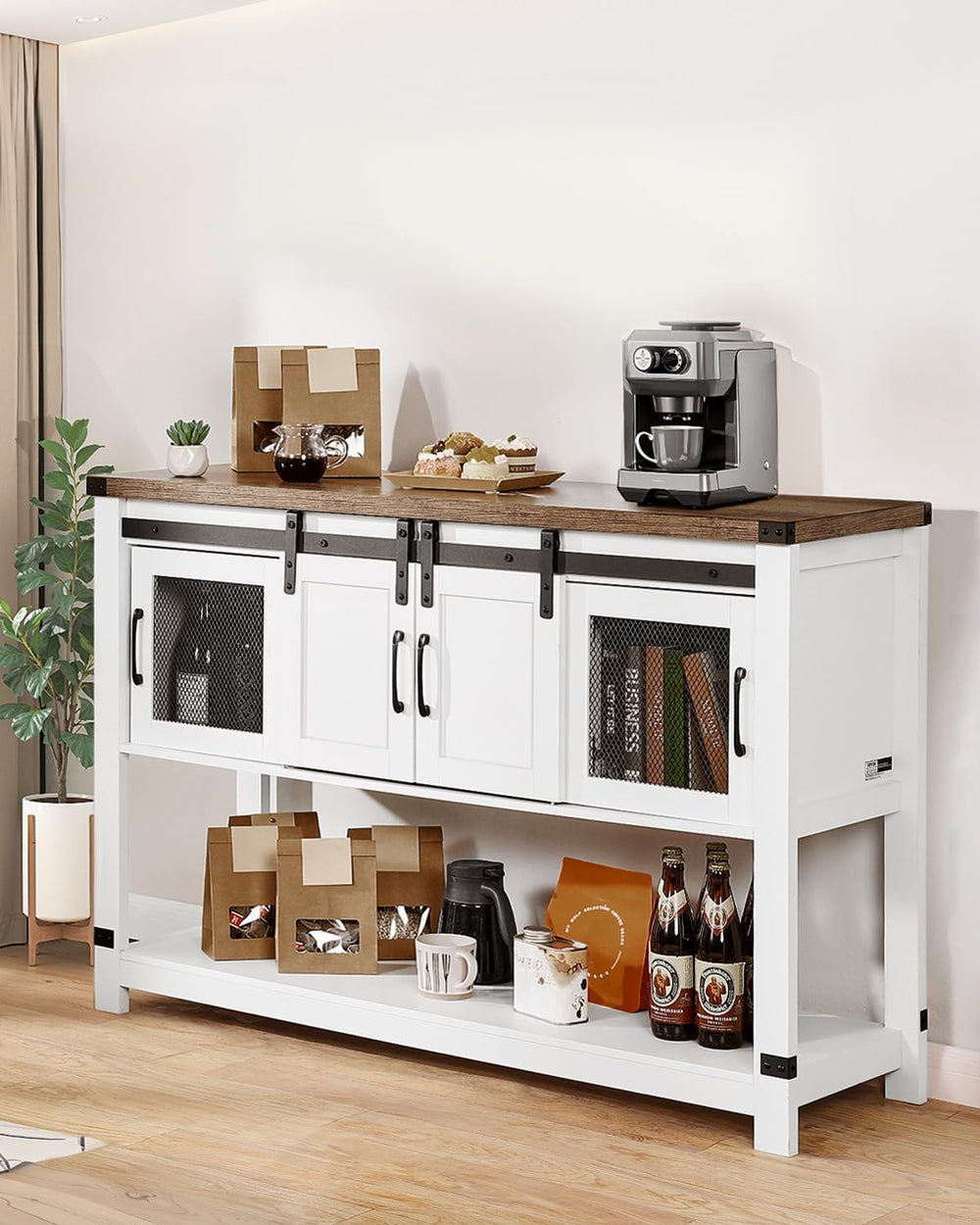 VEVOR Buffet Cabinet, 47 Inch Farmhouse Sideboard, Storage Cabinet with Barn ...