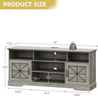 Farmhouse TV Stand for 65/60/55 Inch Tvs, Rustic Entertainment Center with LED Lights and Power Outlets, Modern Media Console Table, Wood Television Furniture for Living Room, Bedroom, Grey