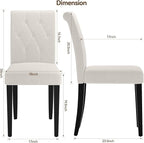 Upholstered Dining Chairs Set of 4, Button Tufted Parsons Dining Chair with Solid Wood Legs, Modern Fabric Side Chair for Hotel/Dining Room/Kitchen/Restaurant- White