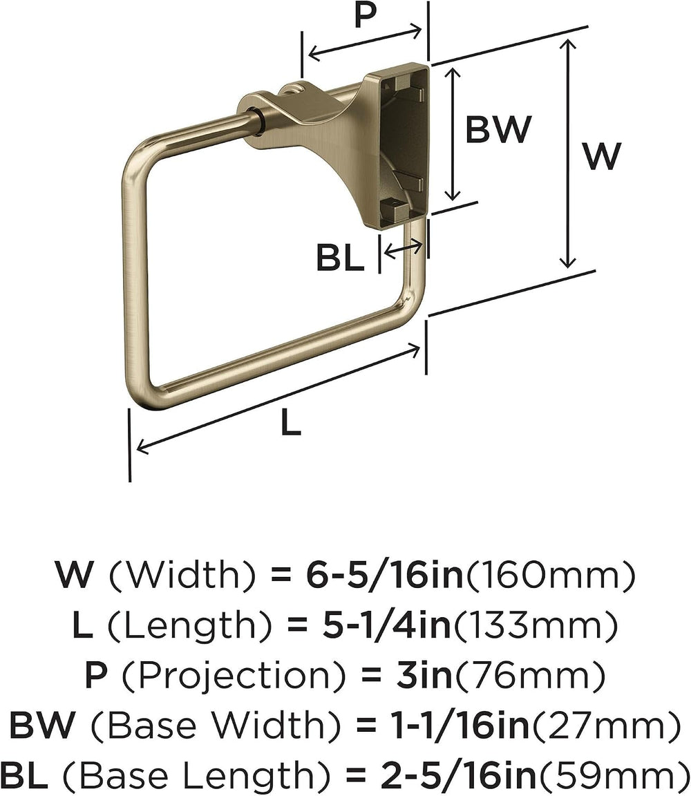 Amerock BH36052BBZ | Golden Champagne Towel Ring | 5-1/4 inch (133 mm) Width ...
