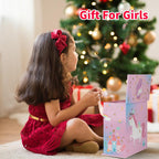 Jewelry Box for Girls 5-Layer with Swing Door Spinning Ballerina Unicorn &Castle Design Unicorn Jewelry Set Included Kids Music Box for Little Girls Birthday Christmas Gift (Pink & Blue)
