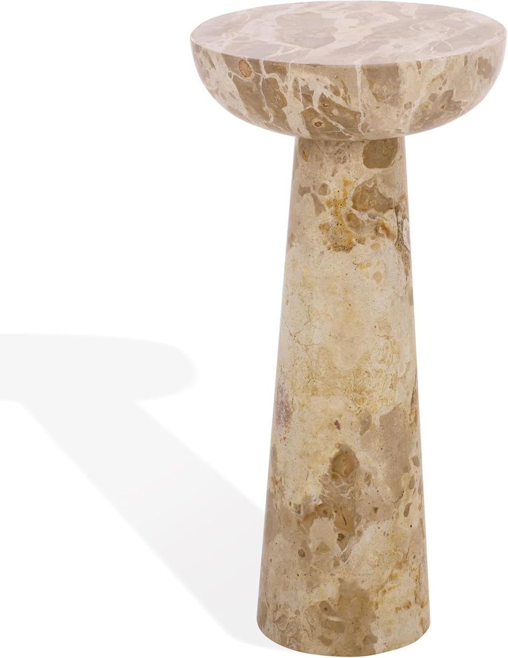 SAFAVIEH Couture Collection – Glendale Beige Round Marble Accent Table, Stone...