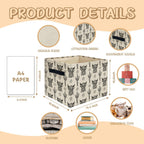 Western Highland Cow Storage Bins Box, Toybox for Boys Girls, Retro Western Cactus Cow Foldable Storage Baskets Organizer for Bedroom Bathroom Kids Room Dorm Clothes Toys Books