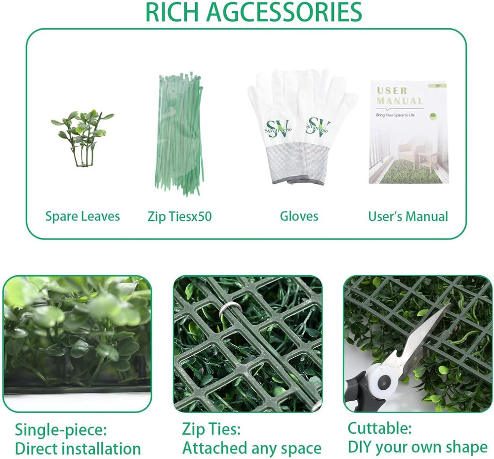 Artificial Boxwood Roll Panels with 4 Layers of Leaves, 40x120 in (33.33 sqft...