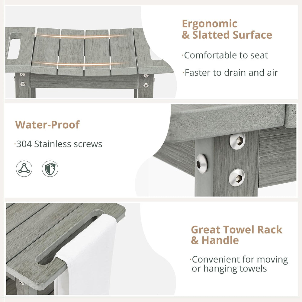LUE BONA HDPS Shower Benches for Inside Shower, Gray Shower Stool for Shaving...