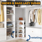 SpaceAid 4 Tier Rotating Shoe Rack Tower, Spinning Shoe Display Lazy Susan, Revolving 360 Shoe Rack Storage Round Carousel, Vertical Handbag Rotate Shoes Closet Organization (4-Tier White)