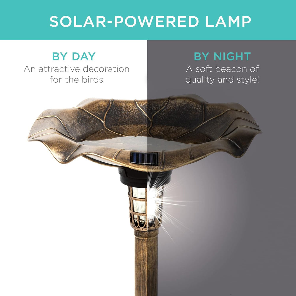 Best Choice Products Bird Bath W/Solar Light & Planter - Bronze