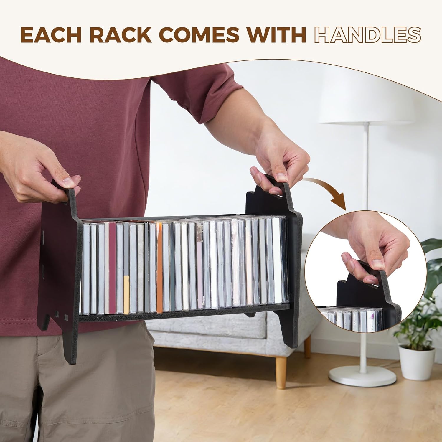 2 Pack Stackable CD Holder Organizer Rack, CD Storage Tower Shelf | Holds up to 56 CD Cases, Jewel Case Display Stand Fit for Theatre Room (Black)