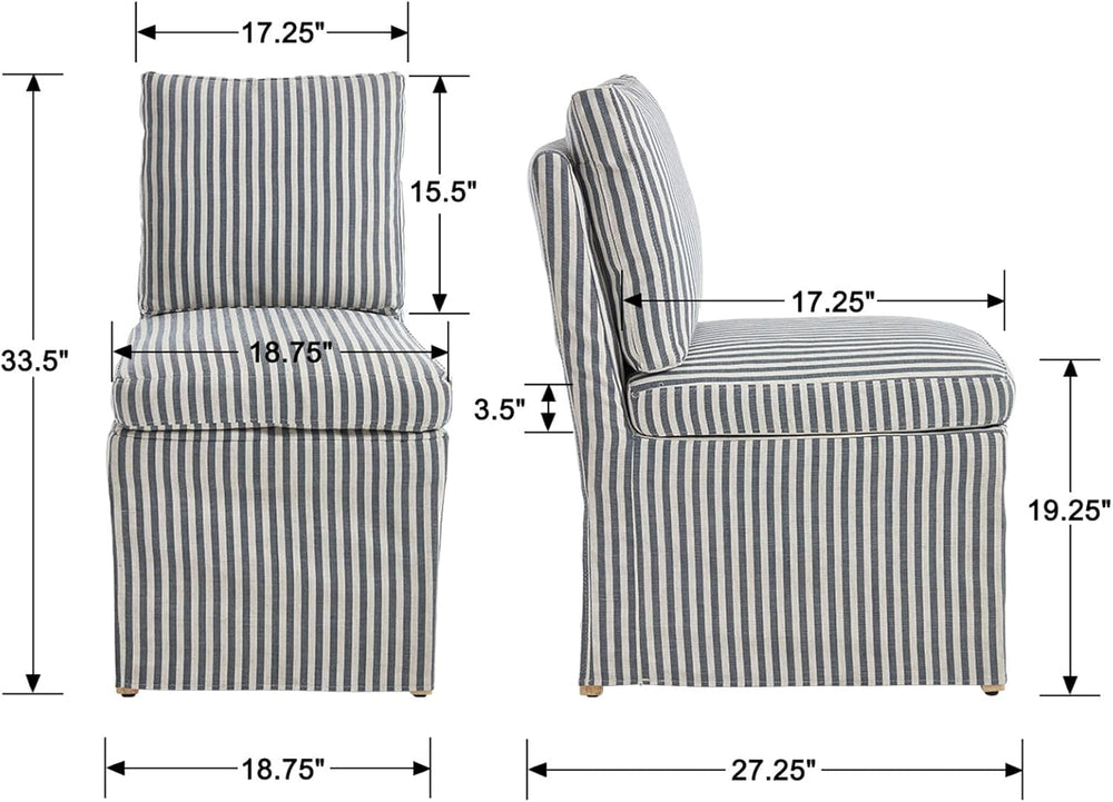 Kmax Slipcovered Dining Chairs Set of 2, Modern Upholstered Armless Kitchen C...