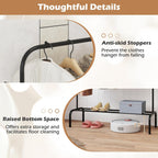 Giantex Clothes Rack for Hanging, 50" Wide Freestanding Garment Rack with Hanging Rod, 8 Hooks & Storage Shelf, Heavy-duty Metal Clothing Racks Wardrobe Organizer for Bedroom, Entryway, Laundry