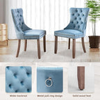 SoarFlash Kitchen Table and Chairs for 2, 31.5" Dining Table Set for 2 with Velvet Upholstered Chairs, 3 Piece Round Kitchen Table Set, Dining Room Table Set for Small Space, Apartment, Sky-Blue/White