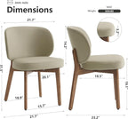 YOUNIKE Dining Chair with High Back Set of 2 Mid Century Modern Kitchen Chair Faux Leather Upholstered Armless Chair 20" Wide Padded Seat with Wooden Legs for Kitchen Dining Living Room Bedroom Khaki