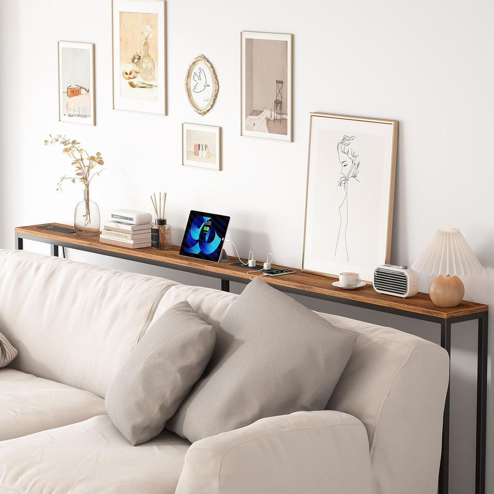 Bathola 80.7'' Behind Couch Table with 2 Outlets, Sofa Tables Narrow ...