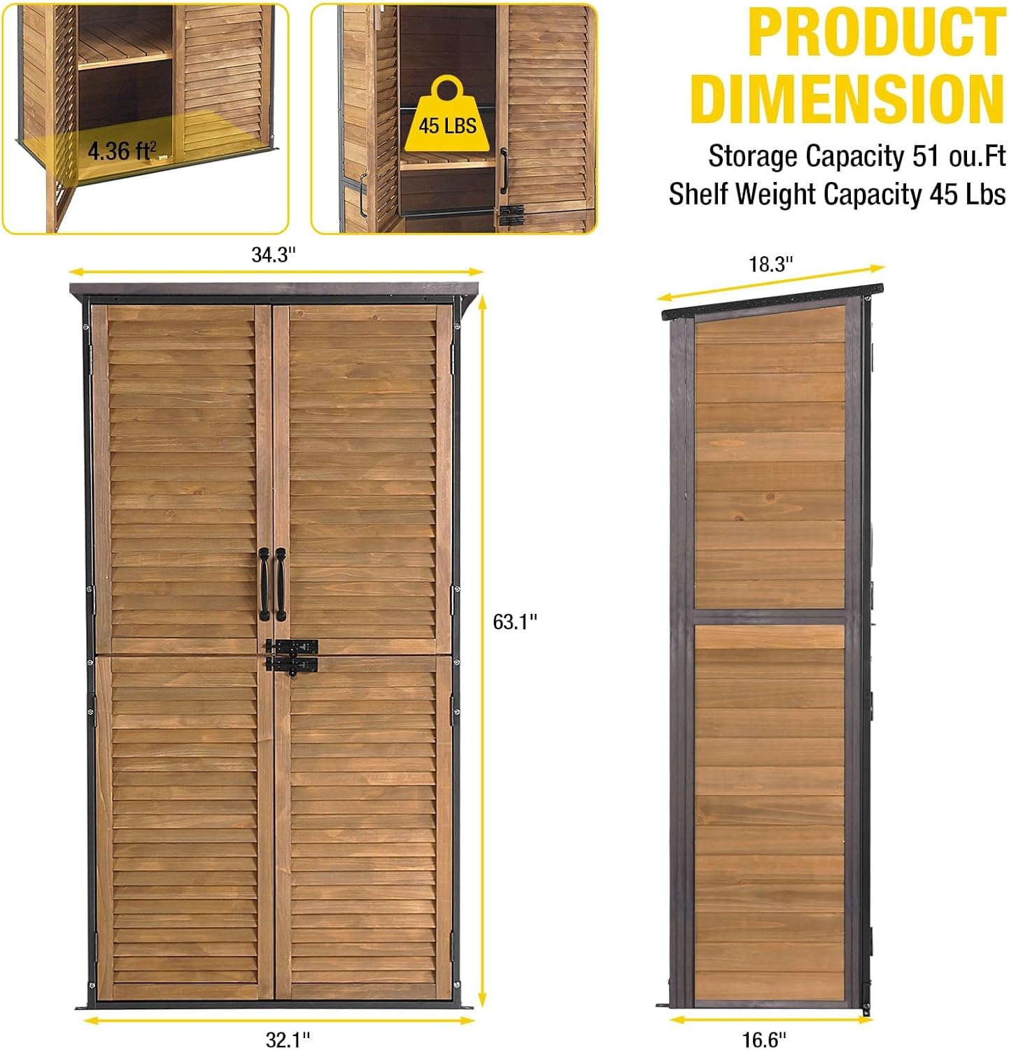 Aivituvin Outdoor Storage Shed with Floor - Strong Metal Frame, Adjustable Shelves, Ventilated Blinds - Ideal for Garden Tools Cabinets Waterproof - Best in Sheds & Outdoor Storage