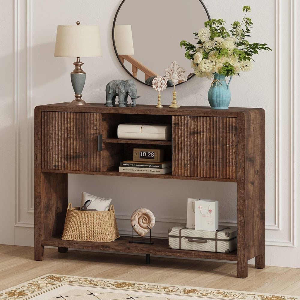FATORRI Industrial Console Entryway Table with Storage, 43.31 inch Farmhouse ...