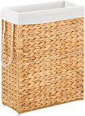 Handwoven Slim Laundry Hamper, 55L Narrow Laundry Basket, Natural Water Hyacinth Basket and Handles and Removable Liner Bag & 2 Mesh Bags (Natural, 55L)