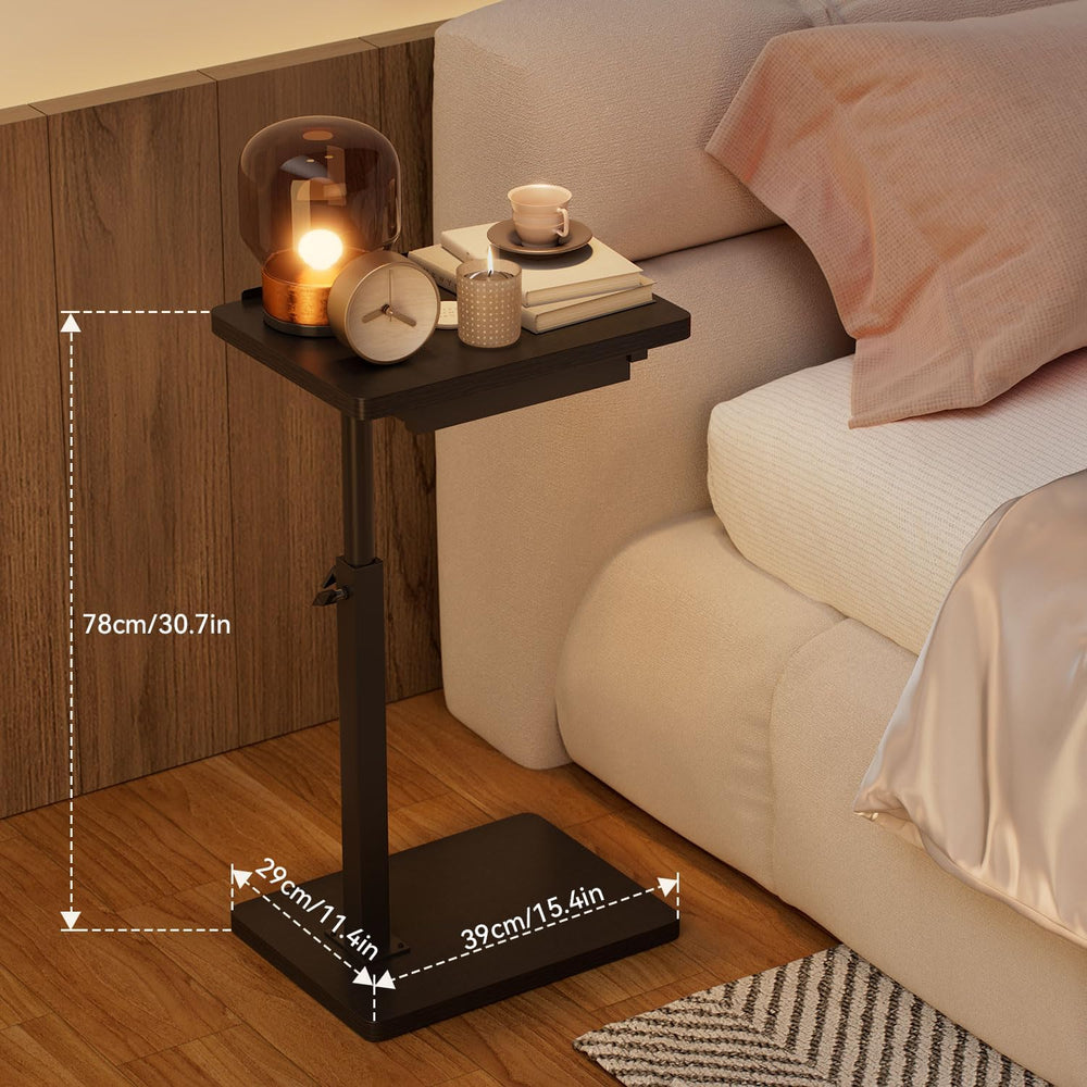 IBUYKE C Shaped Side Table, Angle Adjustable, 360° Swivel Height Adjustable E...