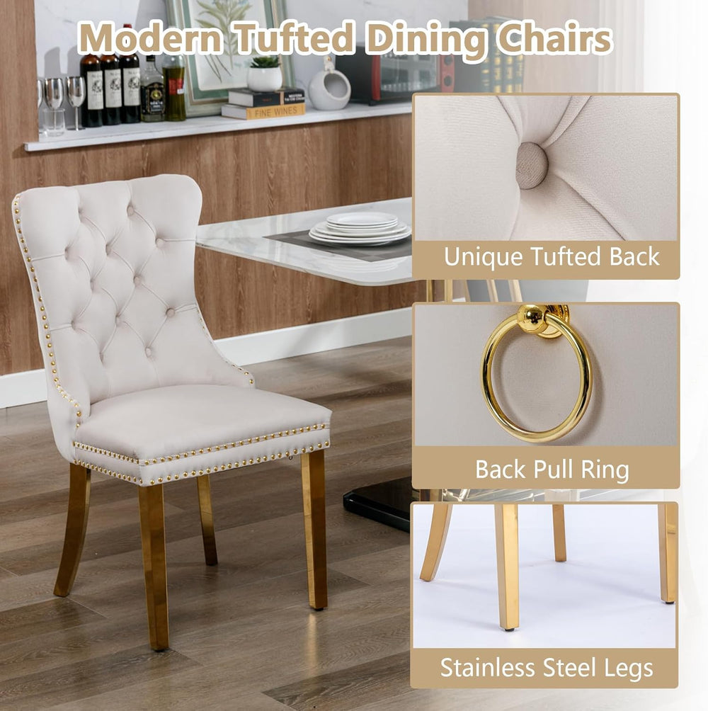 Henf 5 Piece Round Glass Dining Table Set for 4, Modern 47" Round Dining...
