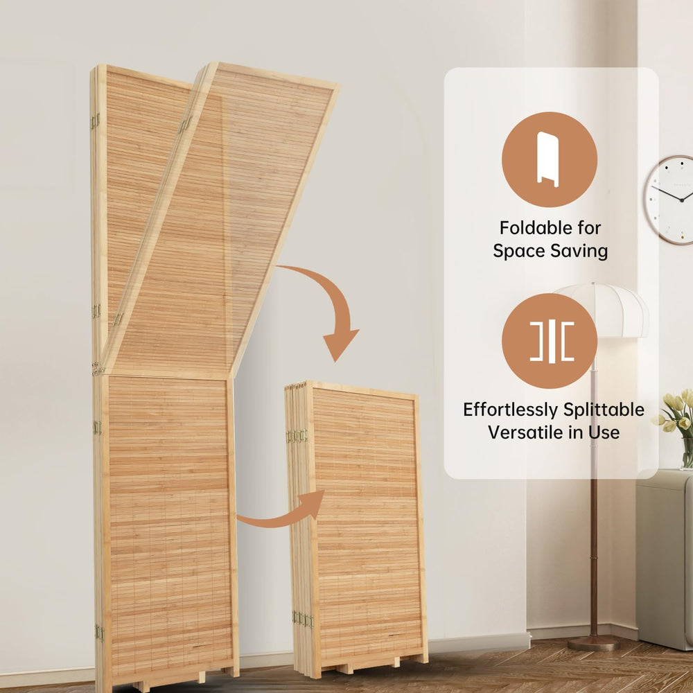 Room Divider Folding Privacy Screens,Hand-Made Natural Bamboo Room Dividers