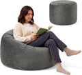 ACH Bean Bag Chair for Adults and Teens - 3ft Memory Foam Floor Chair, Perfect for Dorms, Gaming & Relaxing, Machine Washable Velvet Cover (Grey-Medium)