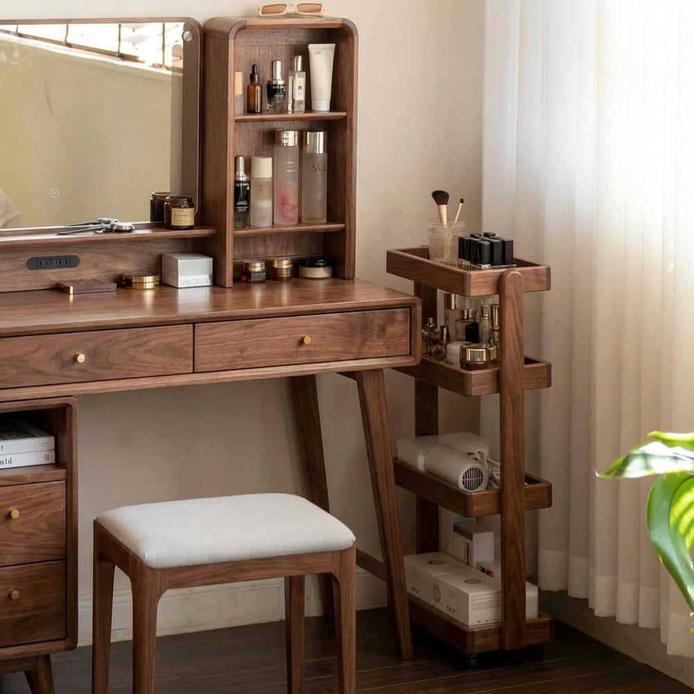 Small Narrow Side Table with Wheels, Skinny End Table for Small Spaces, 4 Tie...