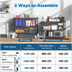 Leteuke 1120LBS Heavy Duty Rolling Utility Cart,3 Tier Rolling Carts with Wheels,NSF Commercial Grade with Handle Bar & Shelf Liners,45"x25"x39" Storage Cart for Kitchen,Restaurant,Plant Display,Black