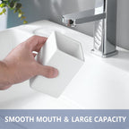 White Ceramic Toothbrush Holder - Square Bathroom Toothbrush Holder, Toothbrush Cup Holder Aesthetic Toothpaste Holder, Modern Family Size Toothbrush Organizer, Bathroom Tumbler Cup