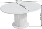 43.3 inch 59 inch Adjustable Size Round Dining Table for 4 6, Unique Design Modern Farmhouse Kitchen Table, Circle Dining Tables with Wood Strip Base for Kitchen Living Room (White)