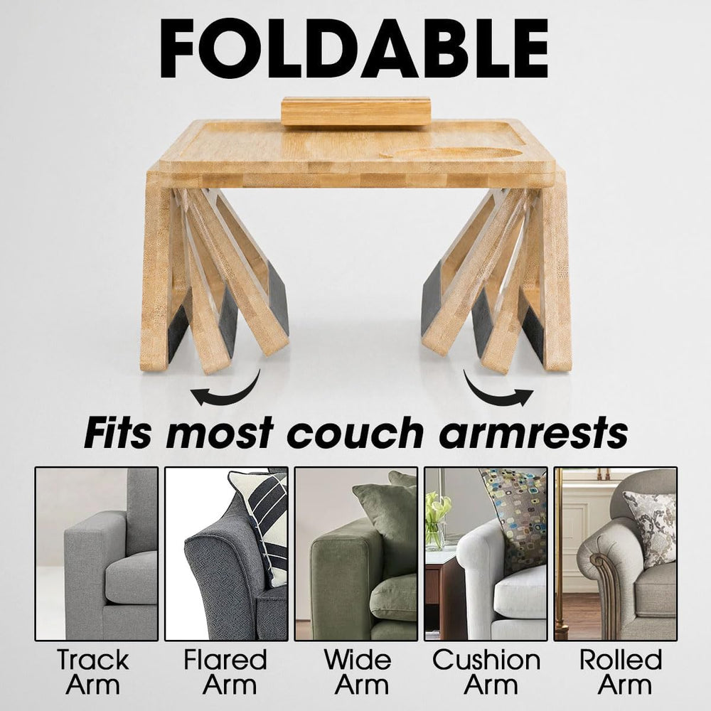 Wrappiness Custom Engraved Couch Arm Table for Dad, Wood Sofa Arm Rest Tables...