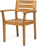Merax Acacia Wood Dining Chairs Set of 2,Stamford Outdoor Acacia Wood Dining Chairs for Kitchen, Living Room,Outdoor,Teak
